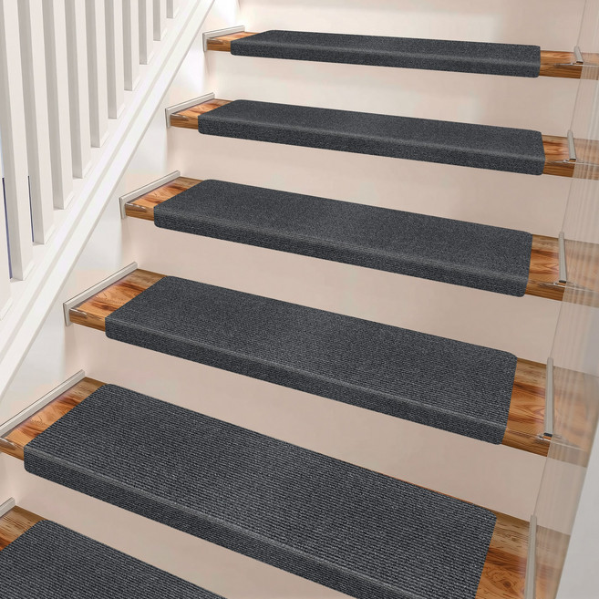 미끄럼방지계단매트 6장, 짙은 회색, 1세트