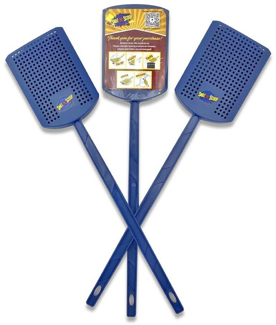 Swat-N-Scoop 헤비 듀티 플라이 찰싹 때리기 및 거미 포수 및 방출. 집 안의 곤충 파리 캐처. 곤충 스쿱이 내장된 집 파리 채찍질 또는 인도적인 벌레 포수. (1, 3, 블루