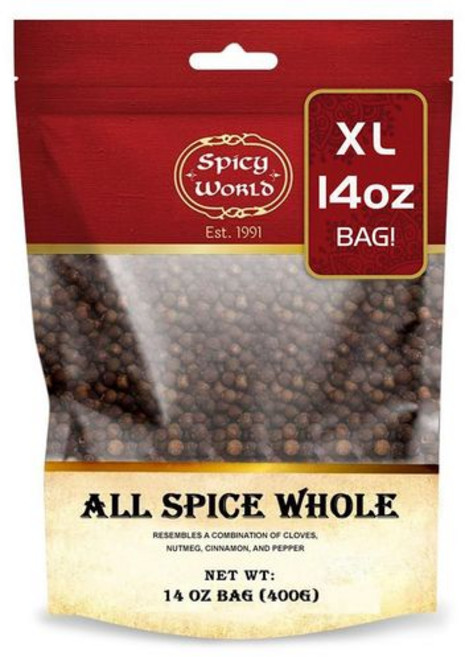 스파이시 월드 통 올스파이스 베리 397그램 재밀봉 봉투 | Spicy World Whole Allspice Berries 14 Oz Resealable Bag | All Spic, 1개, 453.59g