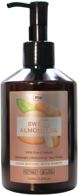 MW精油工坊 甜杏仁油 無香料植物保養油 臉部身體適用, 2個, 250ml