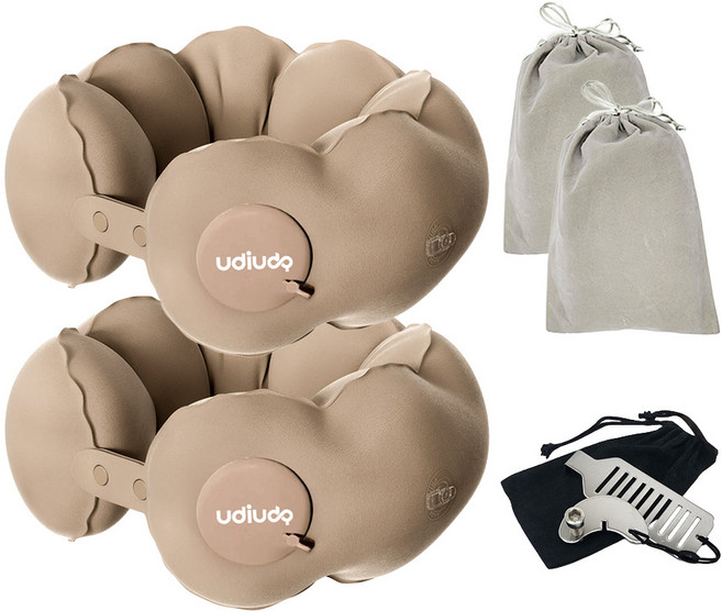 [1+1] 더 가볍고 튼튼한 우디우디 휴대용 벨벳 에어 목베개