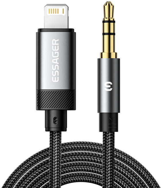 Essager 아이폰 라이트닝 8핀 to 3.5mm AUX 오디오 변환 케이블 일반형, 1개