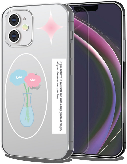 핫티몰 아트 꽃병 드로잉 감성 투명 풀커버 젤리 휴대폰 케이스