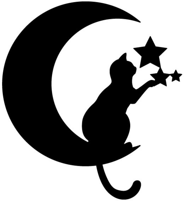 오피스왕국 고양이 그래픽 스티커 동물스티커 별스티커 달스티커 cat40, 블랙