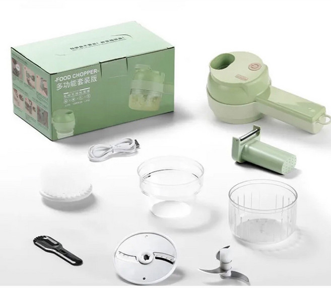 多功能電動切菜器 加特林切菜器 電動料理機, 蘋果綠/白色(隨機發貨), 1個