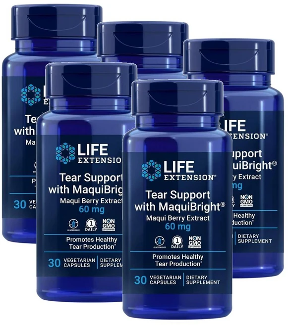 라이프 익스텐션 티어 서포트 마퀴브라이트 마키베리 추출물 60mg 캡슐 Life Extension Tear Support with MaquiBright, 5개, 30정 - 쿠팡