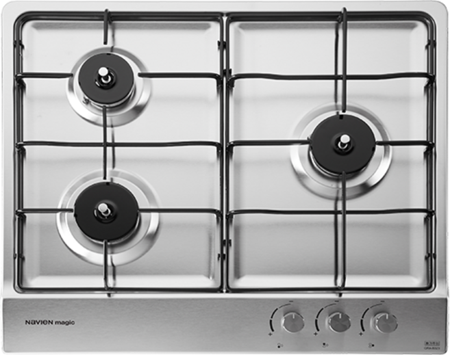 [전국설치가능] [리뷰 작성 시 고급 냄비 무료증정] 경동나비엔 나비엔매직 빌트인 매립형 3구 가스레인지 쿡탑 GRB-3303 560x480 가스렌지 가스쿡탑 가정용 원룸 오피스텔, LPG, 나비엔매직 GRB-3303