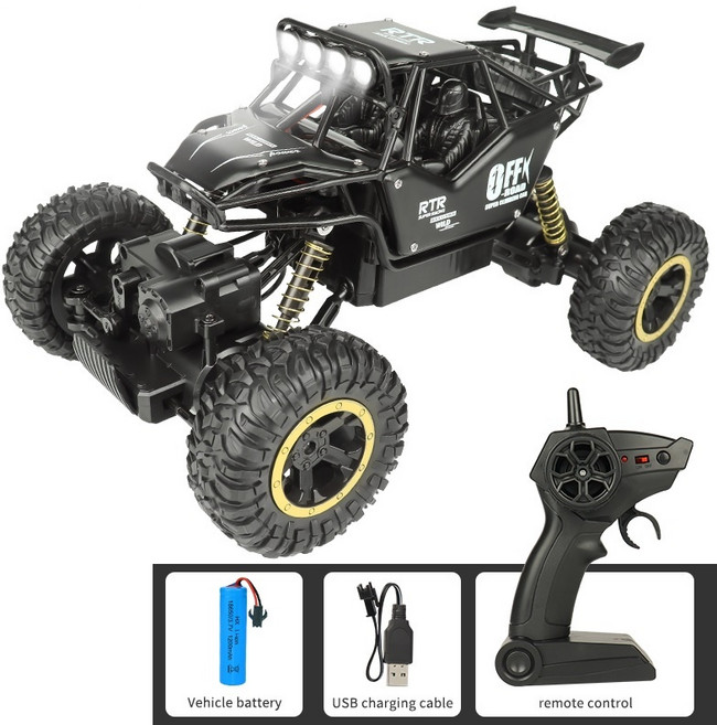 KK 遙控攀爬車 2.4GHz 四驅越野車 燈光款, 黑色