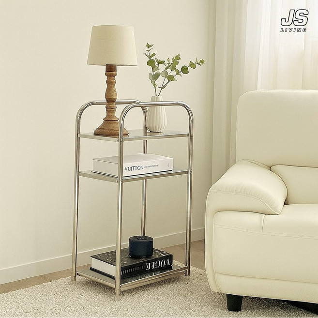 JS리빙 침대 사이드 테이블 거실 쇼파 테이블겸 수납 티테이블 침실 베드 인테리어 트레이 높은 선반 3단 사각 간이 보조 탁자 모듈 협탁 module style-31*28*64
