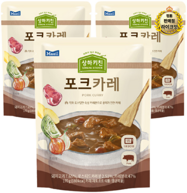 라이브 상하목장 슬로우키친 카레 포크카레 3개입 170g (총), 21개