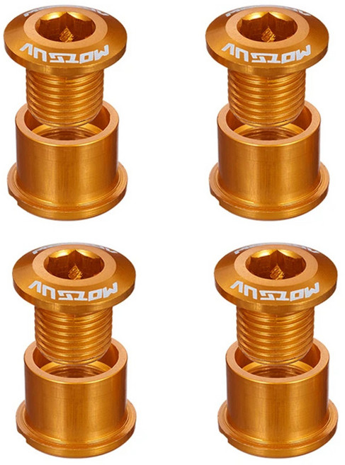 자전거파워미터 양면 크랭크 충전식 방수 파워 미터 초경량 속도계 파워미터 페달 MOTSUV 4pc/5pc 체인 볼트 도로 MTB 평면 싱글 / 더블 그룹 4.9/6.4mm 휠 부품, 금 4 개, 듀얼 6.4mm