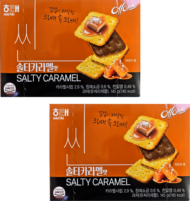 해태 에이스 씬 솔티카라멜맛, 145g, 2개