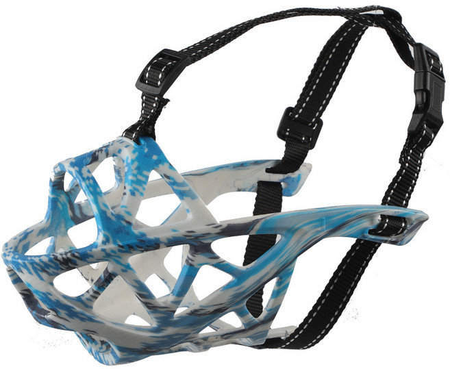 플랜와우 대형견 중형견 짖음방지 강아지 입마개, 1개, 블루L