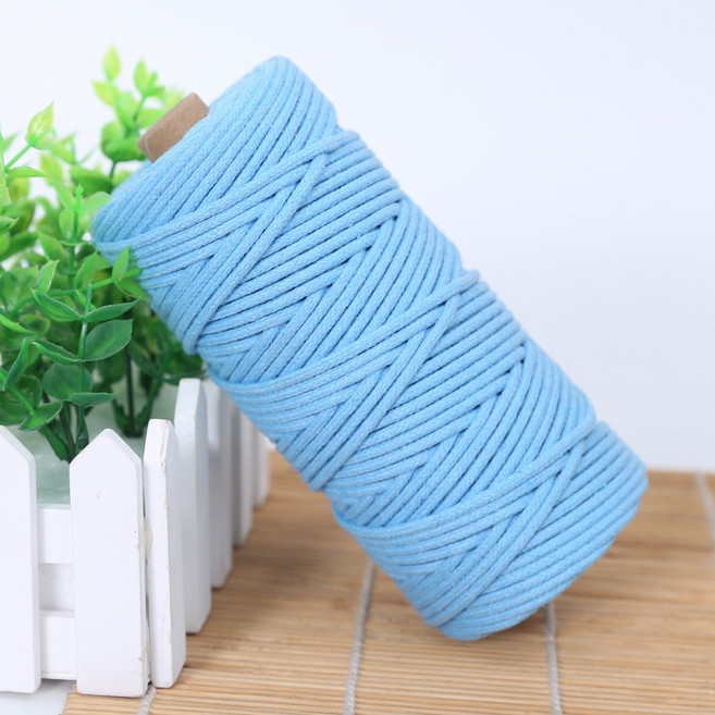 50米4mm包芯綿線 Macrame 棉線 編織繩 手工繩, 1個, 23-4mm月白藍 50米