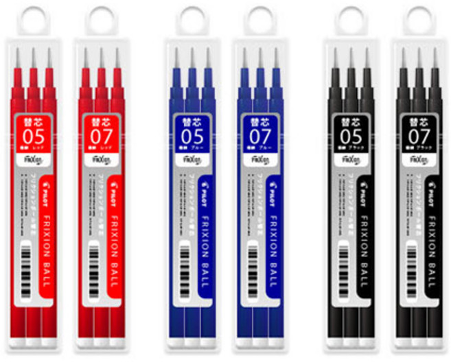 파이롯트 지워지는 볼펜 프릭션 노크 0.7mm 리필, 리필_블랙(3입)