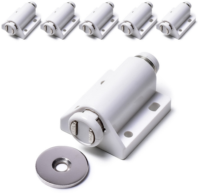 두일기업 원터치 원형 자석빠찌링 화이트 6개, 1세트