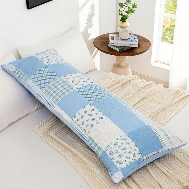 바디필로우 등쿠션 긴 베개 롱쿠션 대쿠션 일자형, 블루