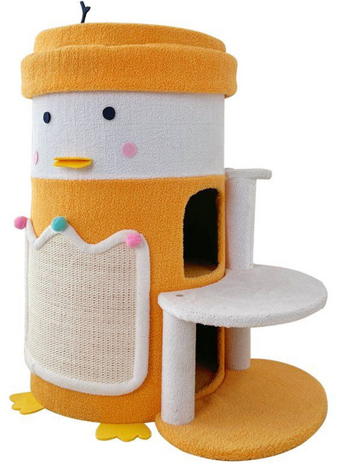 오리모양 고양이 타워 캣타워 하우스 대형 터널 숨숨집 스크래치 귀여운 고양이집, 귀여운 오리 2층
