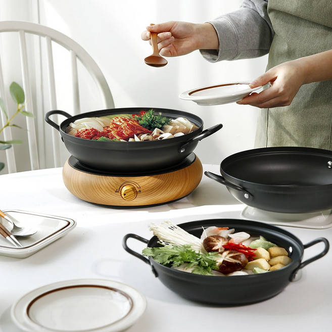 블랙 IH 복 전골 냄비 인덕션 인덕션용, 복전골, 24cm