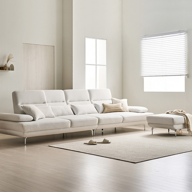 [장인가구] (착불) 도이 6인용 스윙 타이보텍스 이지클린 패브릭 소파 (스툴 포함), 컬러:패브릭-아이보리