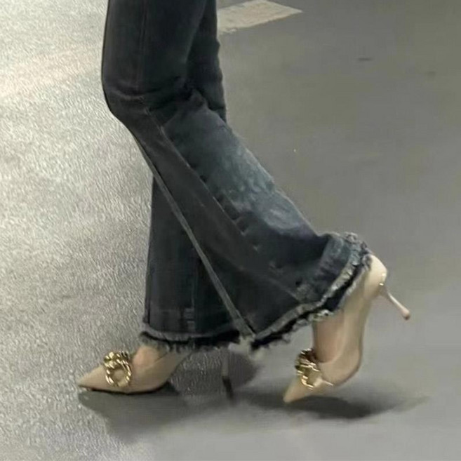 法式氣質尖頭細跟女鞋 - 高跟鞋, 米色-6CM,35