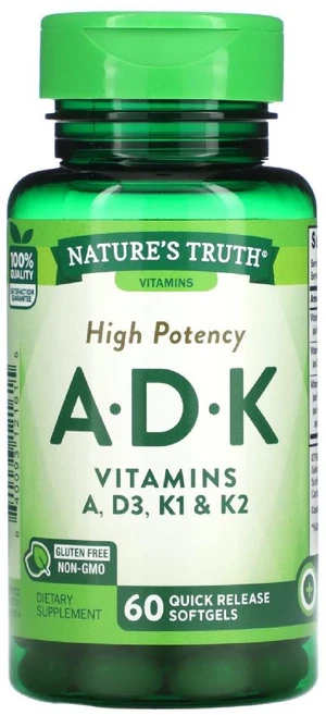 네이처스트루스 비타민A 비타민D 비타민K High Potency A D K 소프트젤 60정, 1개 - 쿠팡