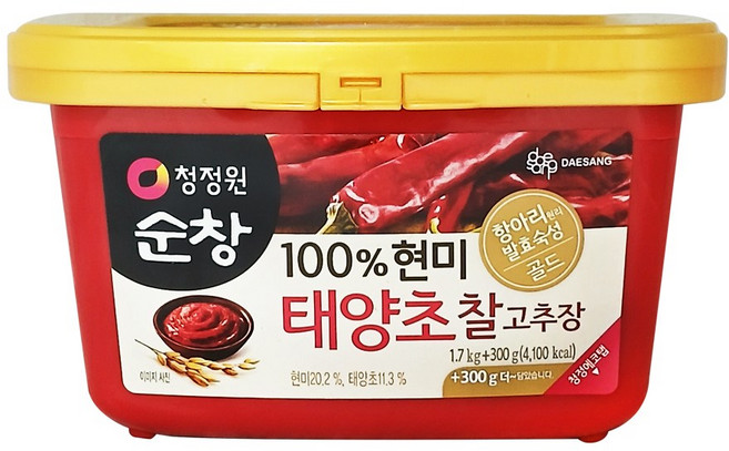청정원순창 100% 현미 태양초 찰고추장, 12개, 2kg
