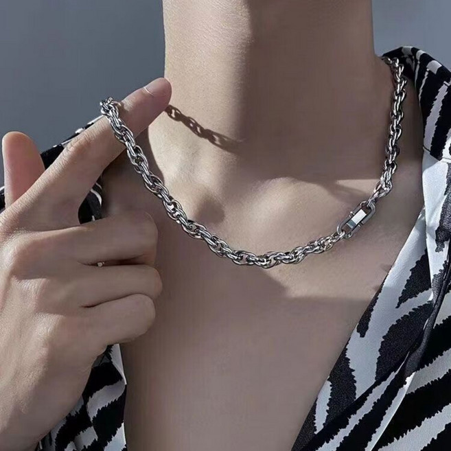 남자 체인 목걸이 빈티지 티타늄 y2k 네크리스 커플 목걸이