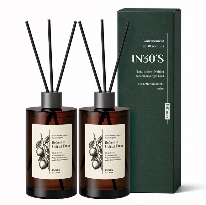 인써티 발향좋은 실내 고급 디퓨저, 2개, 300ml, 시트러스 팜