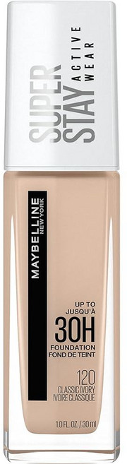 MayBELL 벨ine SUPER 슈퍼 Stay 풀 커버리지 리퀴드 파운데이션 액티브 웨어 메이크업 최대 30시간 착용 이동 땀 및 방수 매트 마감 골든 캐러멜 1개, 120 클래식 아이보리