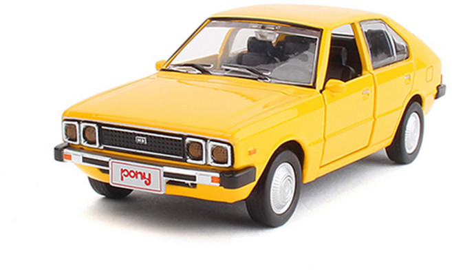 도스 정품 현대 미니카 포니 1:38 Scale (레드/블루/그레이/옐로우/그린) 다이캐스트, 현대포니-옐로우