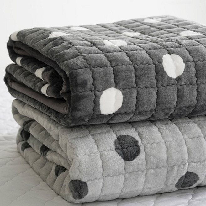 도트 5mm 겨울 극세사 침대패드 겸 카페트 퀸 Q, 색상:도트카페트 Q/ 그레이