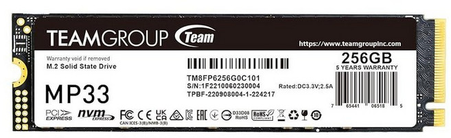 TEAMGROUP MP33 256GB SLC 캐시 3D NAND TLC NVMe 1.3 PCIe Gen3x4 M.2 2280 인터널 솔리드 스테이트 드라이브 SSD 읽기/쓰기, Classic
