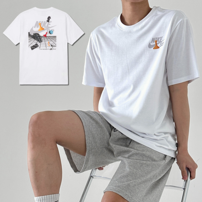 7위 - [당일발송] 나이키 NIKE 남성 여성 오버핏 그래픽 SB 로고 스케이트 반팔 티셔츠 반팔티