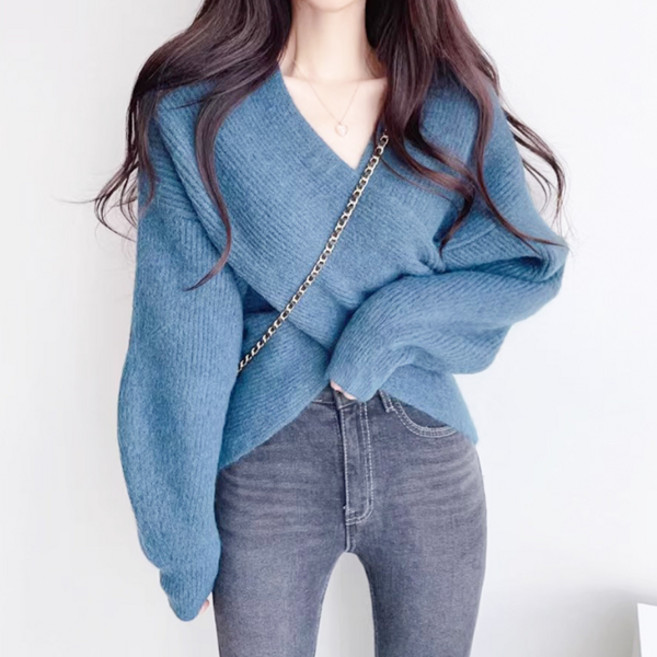 에스알비 랩 브이넥 풀오버 니트