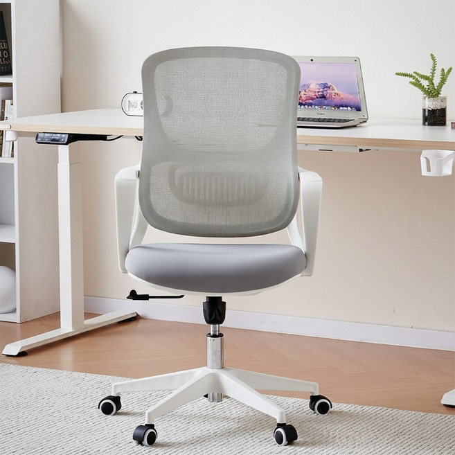 아우스 GS01 사무용 메쉬 컴퓨터의자 PC방의자 게이밍의자 사무실의자 책상의자 학생 공부의자 허리편한의자, 기본형 화이트