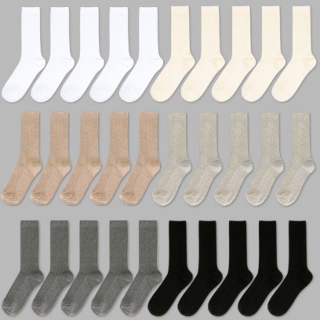 일오공칠 5PACK 1507 여성 모노 슬림 하이 립삭스 - 스노우화이트/크림/밀크브라운/그레이/챠콜/블랙