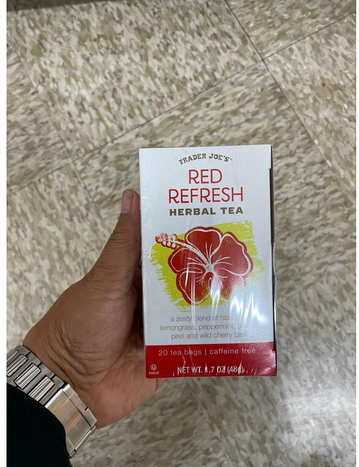 트레이더조 레드 리프레시 허벌티 카페인프리 허브티 티백 Trader Joe's Red Refresh Herbal Tea, 20개입, 2.4g, 1개