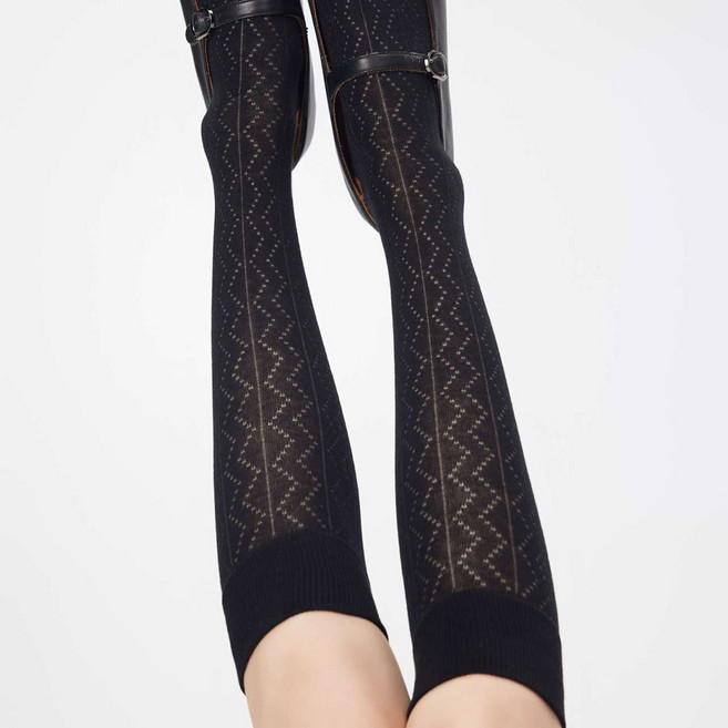 에이블탑 얇은 시스루 패션 면 밴딩 무릎양말 니삭스 n175