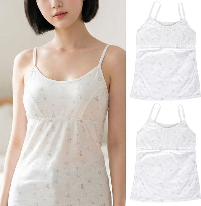 (2매 세트) 국산 순면 주니어 끈 브라런닝 1단계 초등 학생 속옷