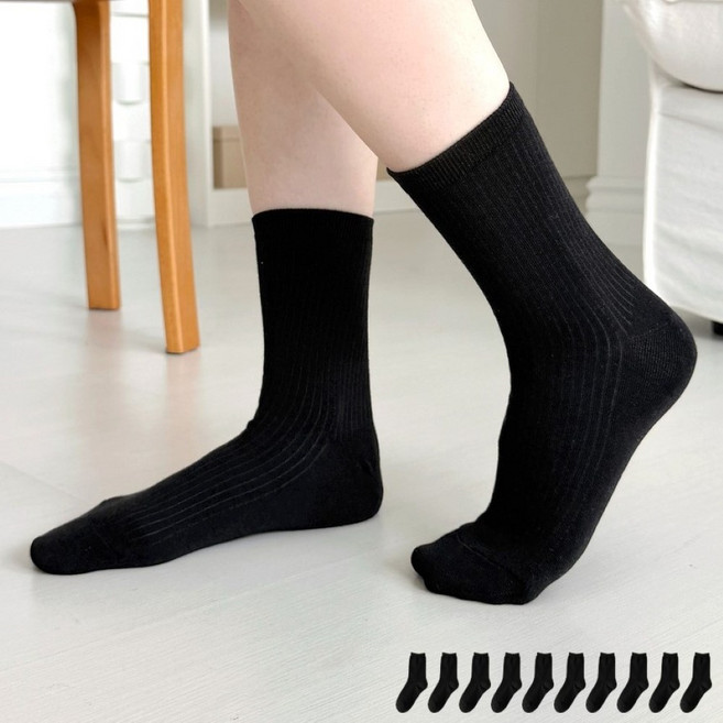 RABBITT 국산 여성 무지 골지 데일리 학생 중목 면 양말 10켤레