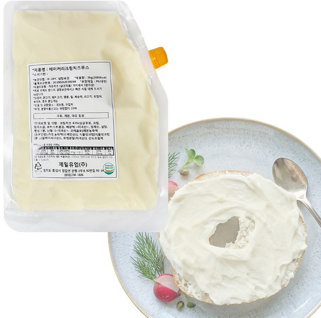 달디단마켓 제일유업 베이커리 크림치즈무스 1kg 크림치즈 필링 업소용 스프레드 베이킹치, 1개