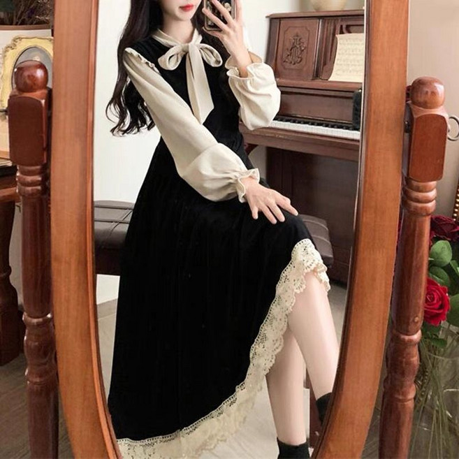 개화기의상 빅사이즈 경성시대 원피스 골덴 공주풍 벨벳 드레스