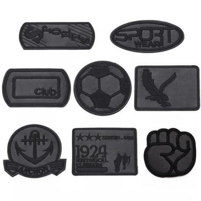 알리오마켓 찢어진 의류 가방 셀프 수선 DIY 열접착 와펜 8종 세트, 1개, 블랙