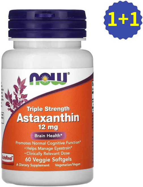 나우푸드 아스타잔틴 아스티잔틴 카로티노이드 헤마토코쿠스 12mg 60정 2개