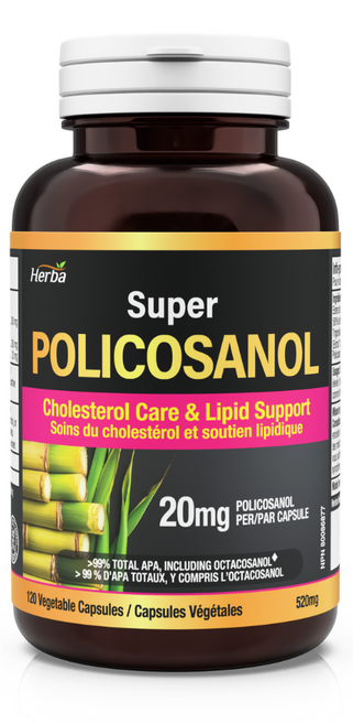 폴리코사놀 20mg 120식물성캡슐 옥타코사놀 62.56%함유 슈퍼 Policosanol 허바 캐나다, 1개, 120정