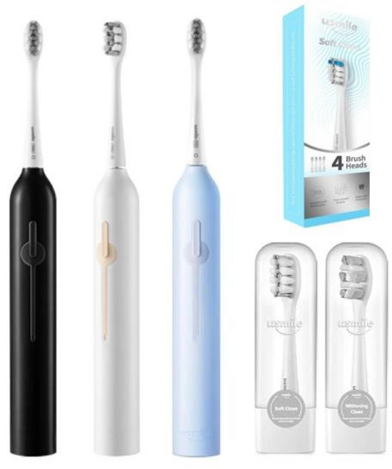 (유스마일) 데일리 퓨어 음파 전동칫솔 (+칫솔모 2개 포함) (P1), 1개, 화이트 white, 전동칫솔(+칫솔모 2개 포함)