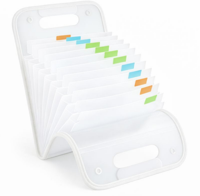 아코디언 파일 가방, 화이트, 1개