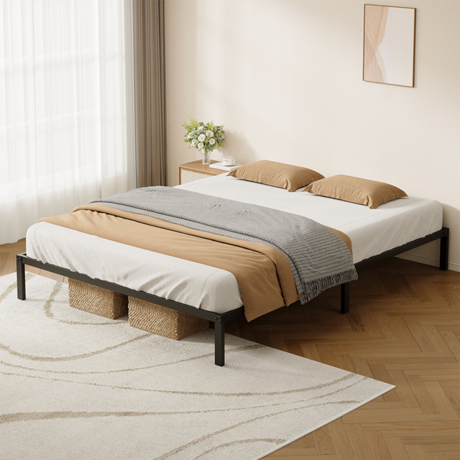 KURUA 철제 침대프레임 침대깔판 매트리스 받침대 바닥 깔판, 블랙