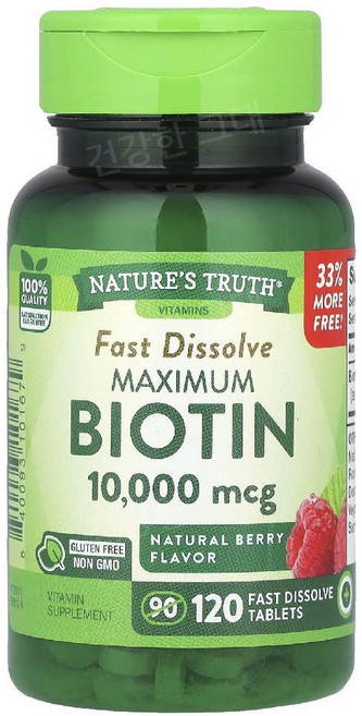 네이처스바운티 비오틴 10000mcg 베리맛 비타민B7 헤어 네일 바이오틴 타블렛 120정, 1개